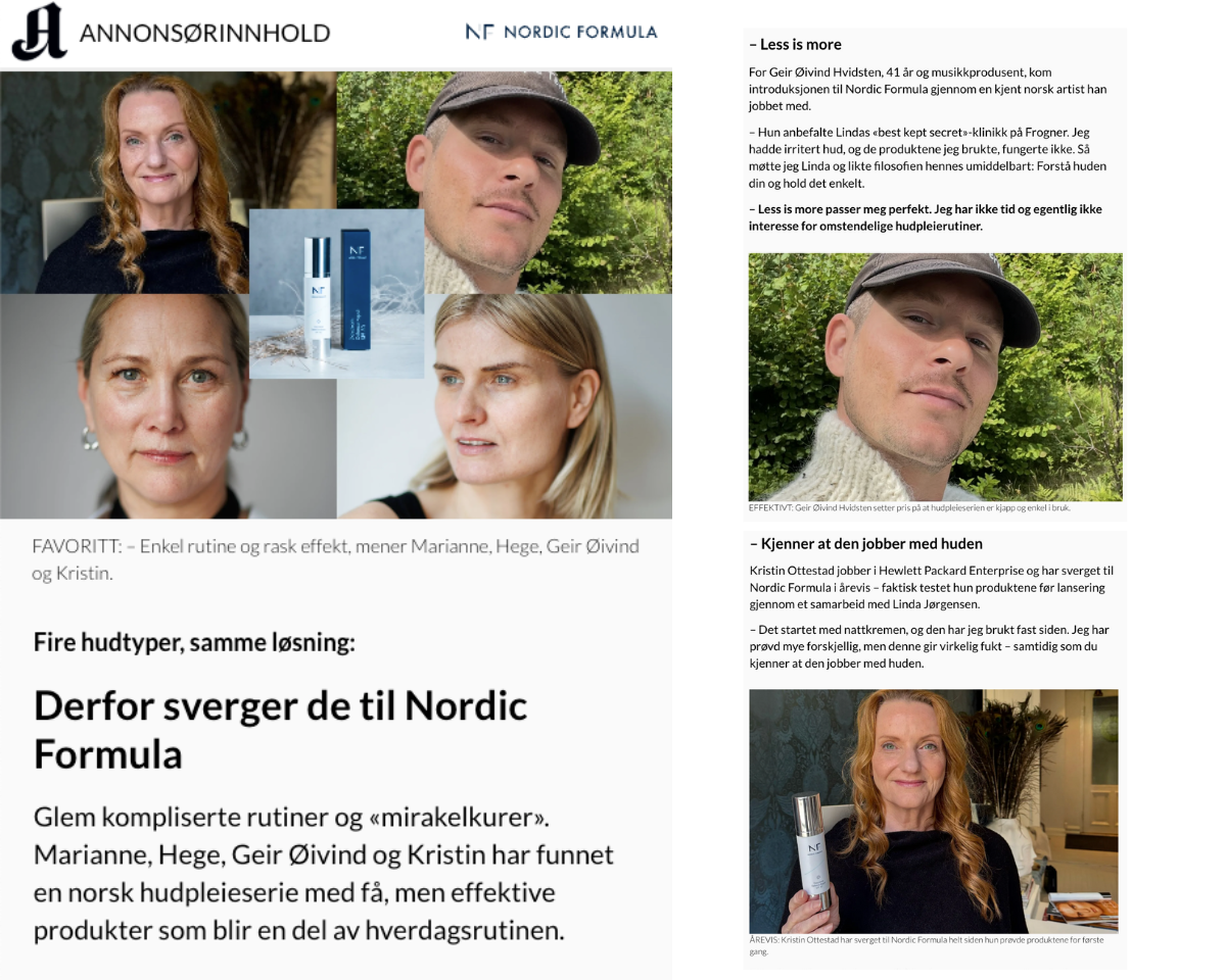 Nordic Formula Advertorial Aftenposten